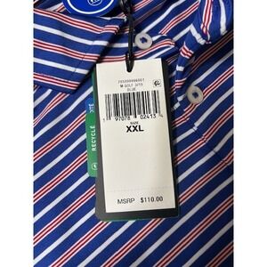 RLX Ralph Lauren Men's Golf Polo Shirt XXL Blue Red White Stripe Wicking